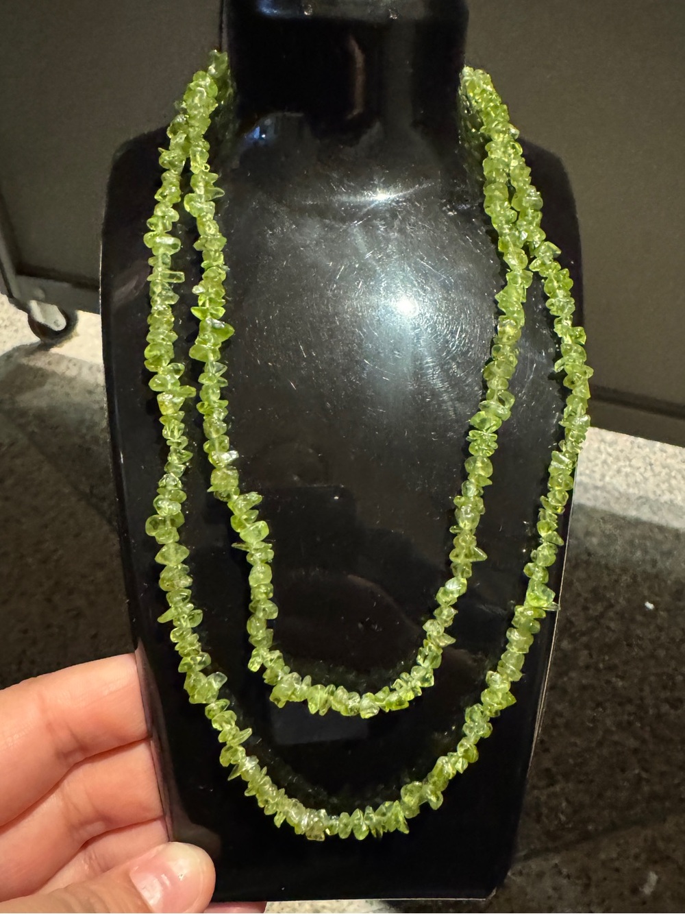 PERIDOT natural stone Long necklace
